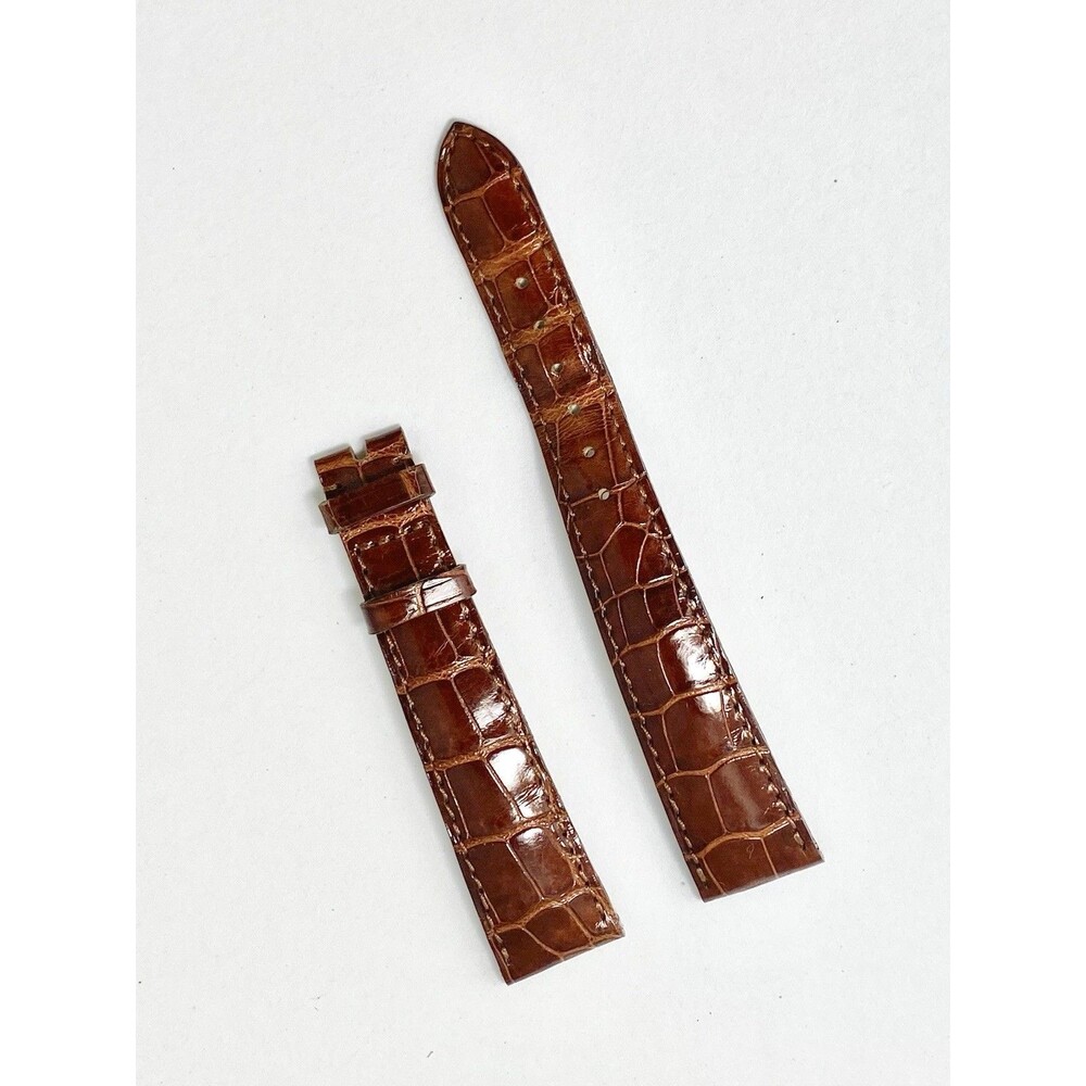 PATEK PHILIPPE 19mm Brown Shiny Gloss Alligator Croco Leather Watch Strap Band